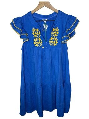 Voy Embroidered Flutter-Sleeve Women’s Dress